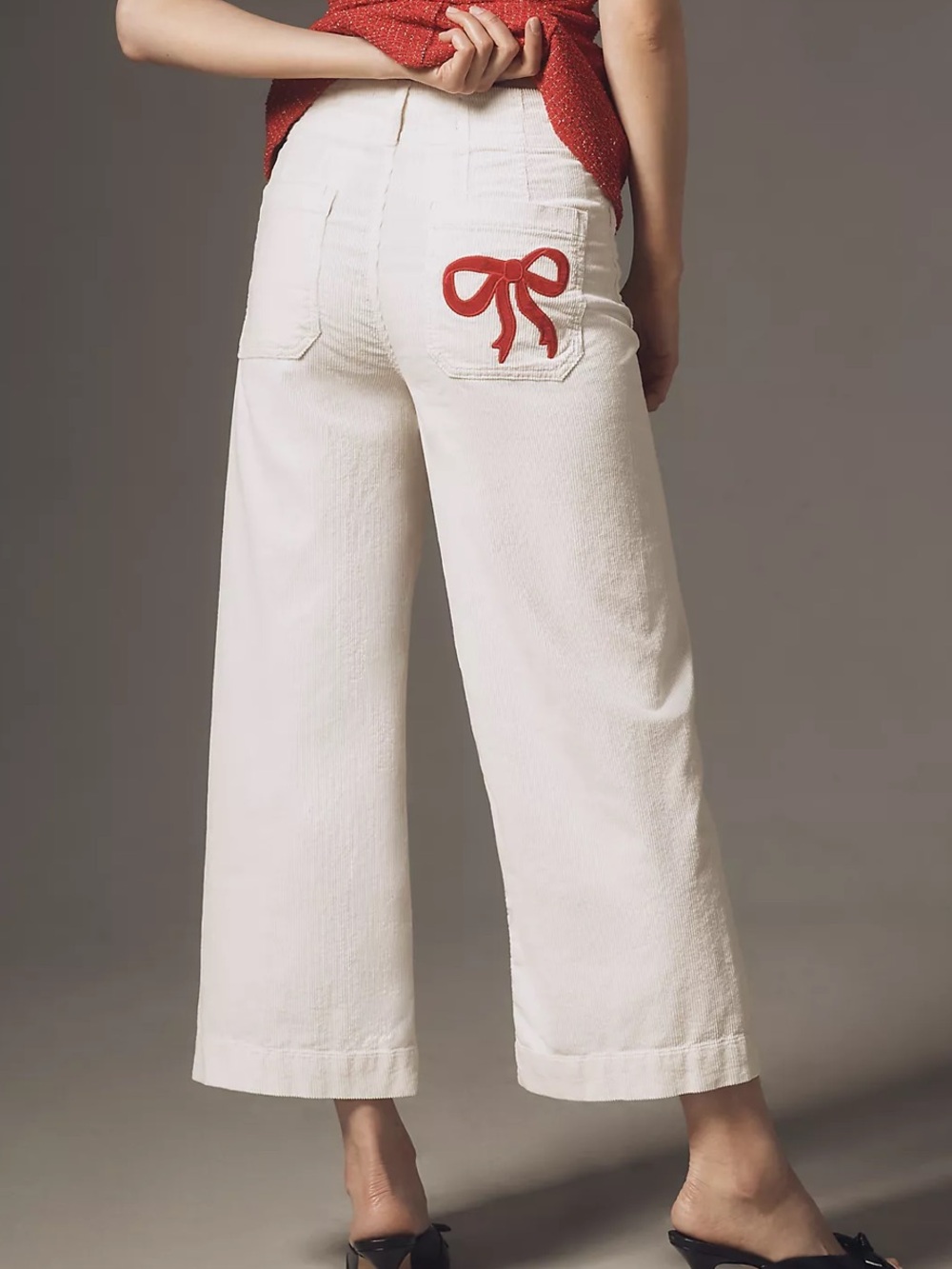 Maeve The Colette Bow Corduroy Crop Wide-Leg Trousers Women’s Sz 23 NWT